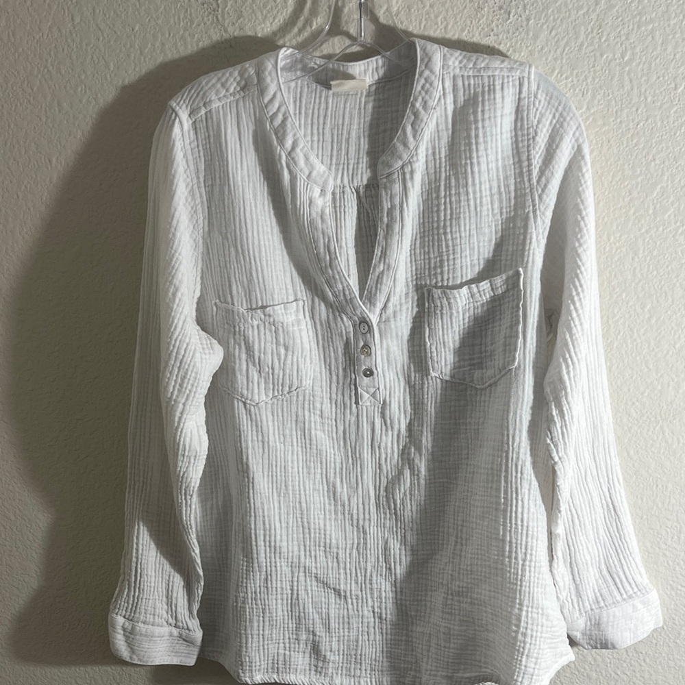 Anthropologie MOTE 100% cotton White Long Sleeve Tee shirt Women's Sz XXL - Picture 4 of 9